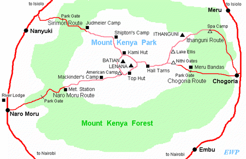 Mount Kenya routes map